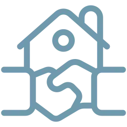 Icon Haus mit Handschlag