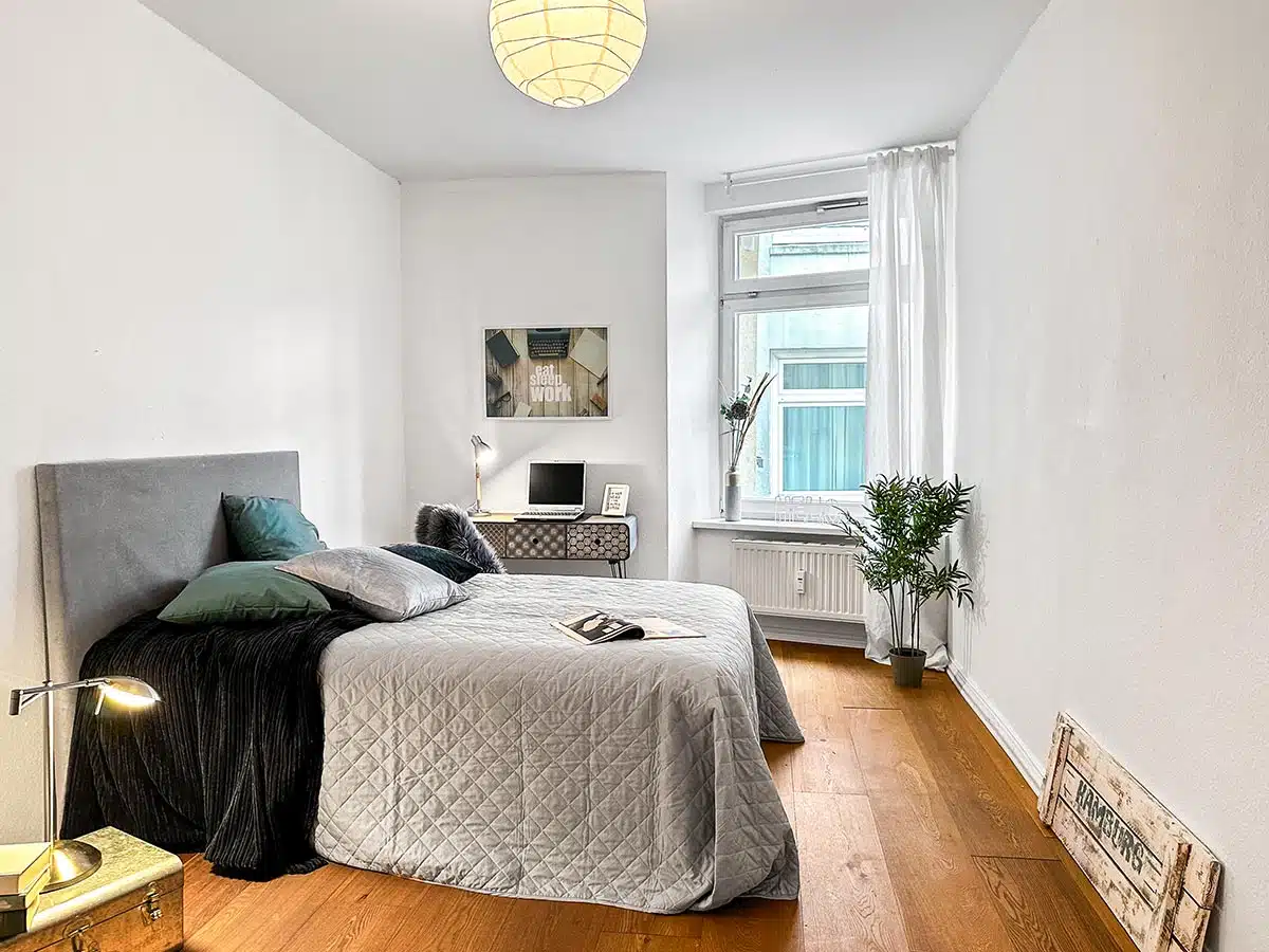 Schlafzimmer mit Home Staging in Hamburg Eimsbüttel